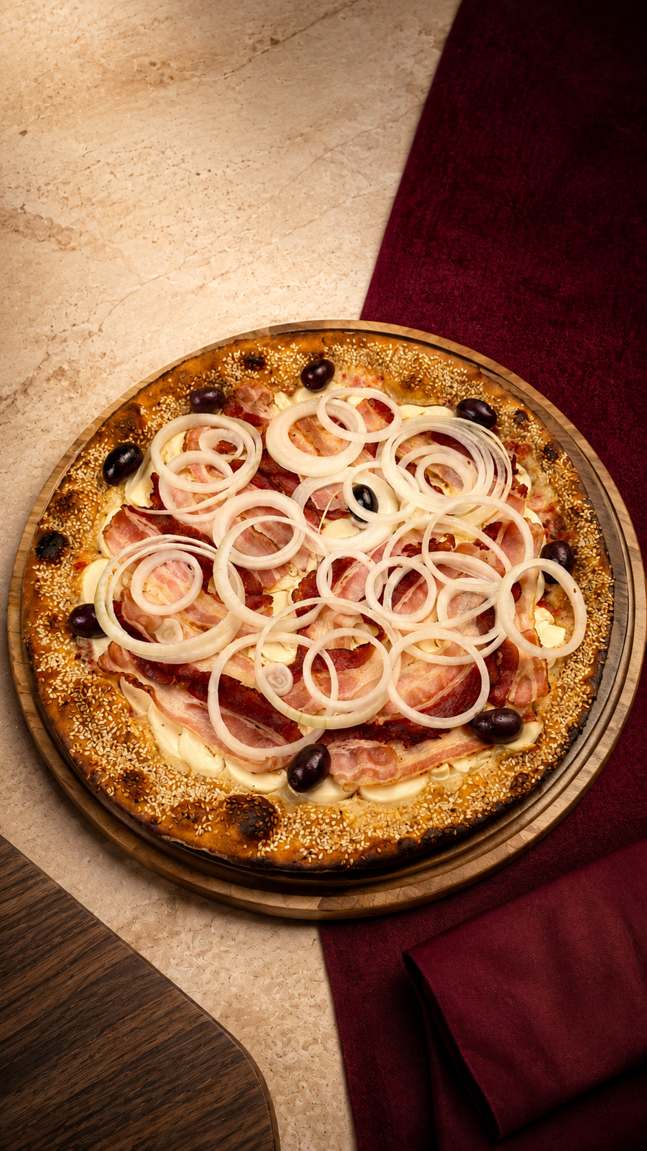 Detalhe de uma pizza real da Dom Pillone